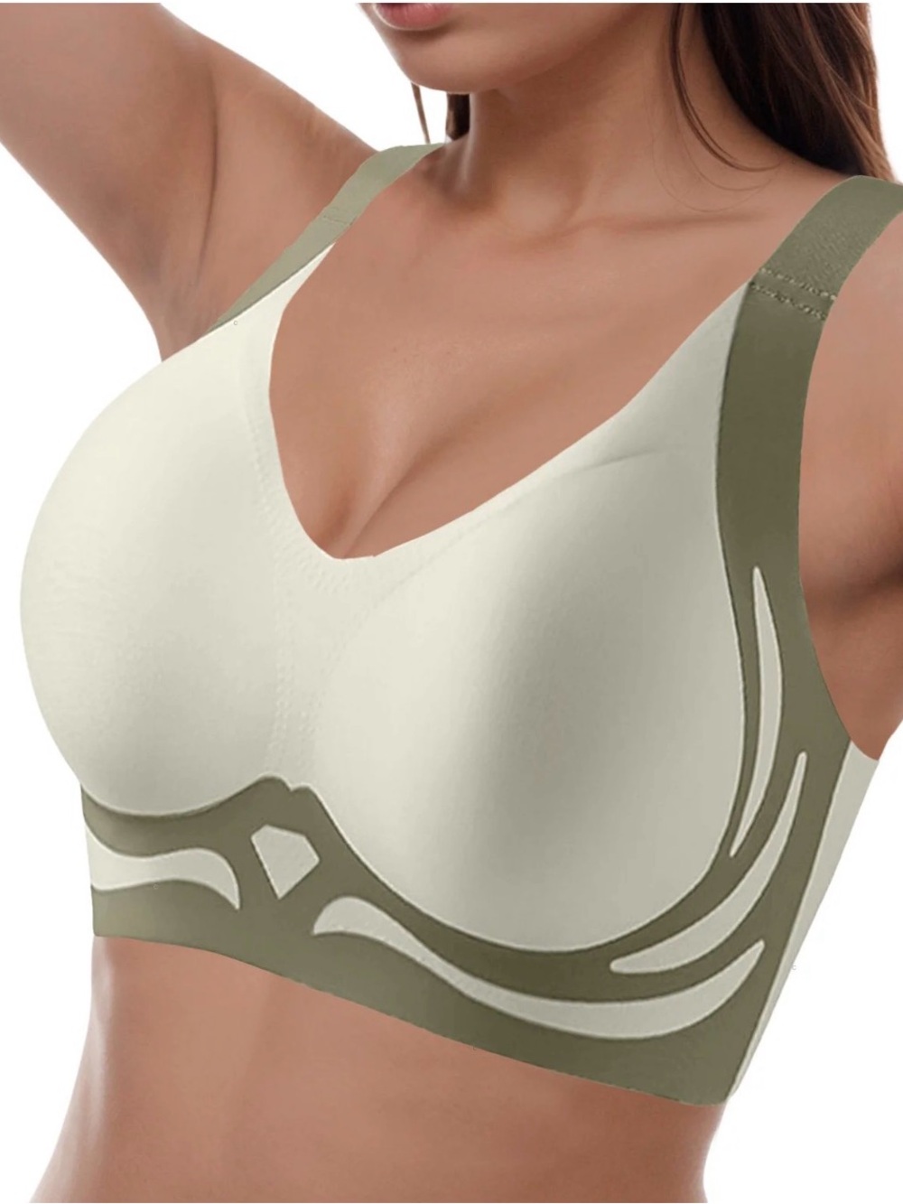 Green Smoothing Wireless Padded Bra size Large Stretch Wide Adjustable Straps